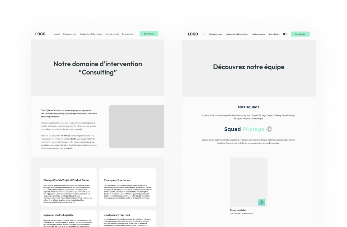 Wireframes CSWS - Schémas fonctionnels du site