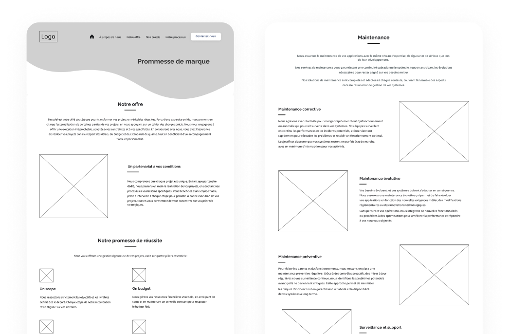 Wireframes Desydel - Schémas fonctionnels et parcours utilisateur