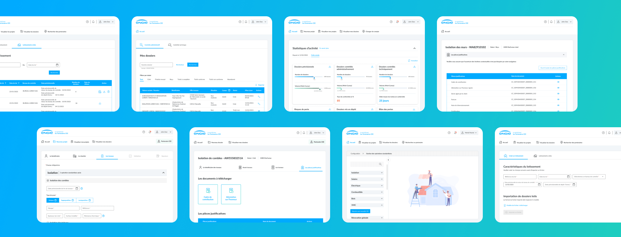 Maquettes Engie - Interface de l'application énergétique